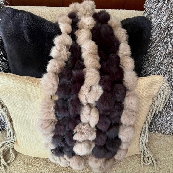 VINTAGE FAUX FUR WRAP SCARF - BROWN/TAN - Picture 3 of 5